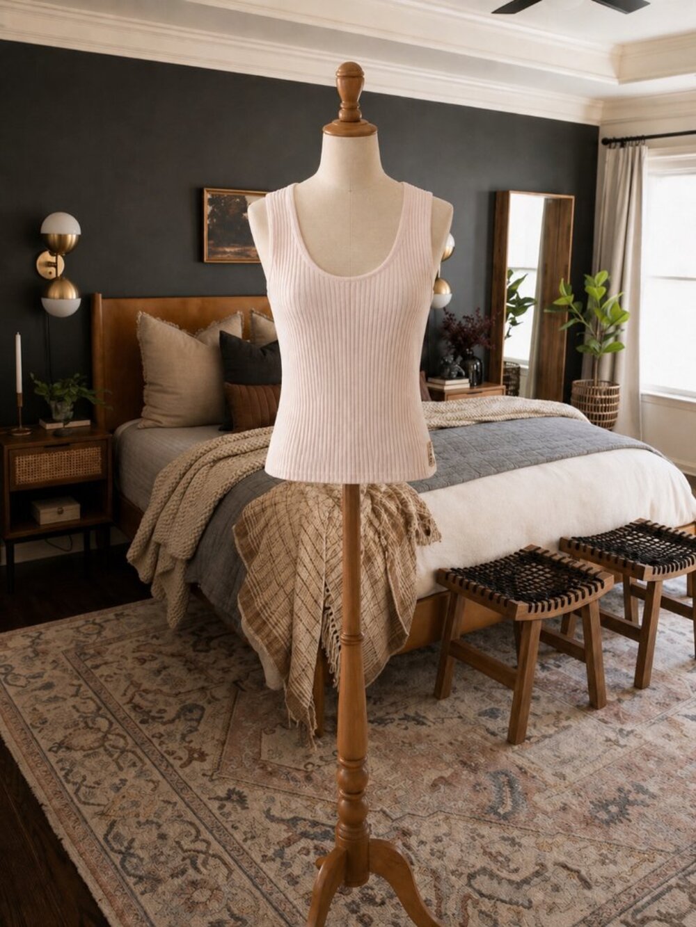 Calvin Klein Jeans Ribbed Tank Top Light Pink Cotton